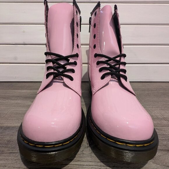 Dr. Martens 1460 Y Pale Pink Patent Combat Boots US Size 6W 5M - Picture 1 of 11